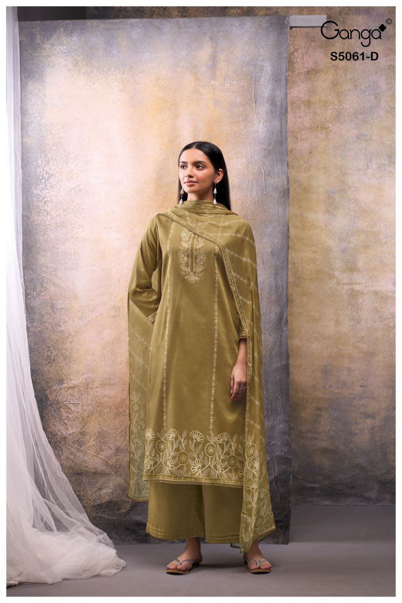 Ganga Ceysha 5061 Cotton Satin Print WIth Hand Work Salwar Kameez Catalog