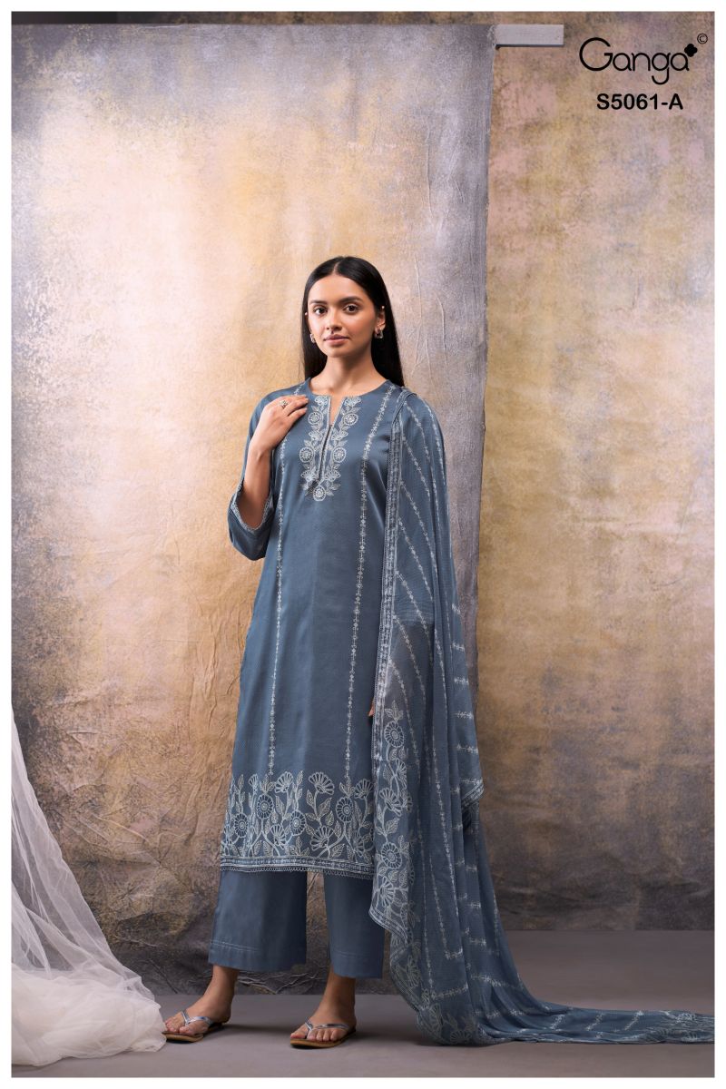 Ganga Ceysha 5061 Cotton Satin Print WIth Hand Work Salwar Kameez Catalog — Wholesale Readymade Suit, Ganga wholesale from Surat — view 3