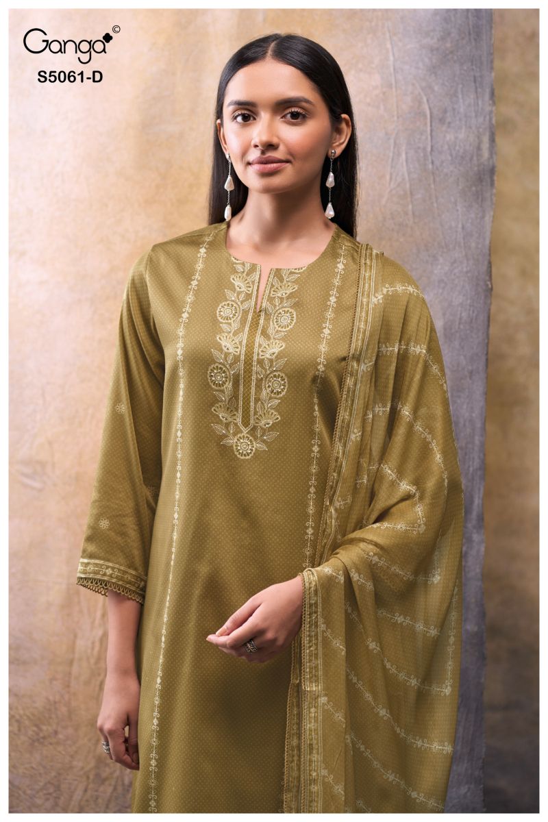 Ganga Ceysha 5061 Cotton Satin Print WIth Hand Work Salwar Kameez Catalog — Wholesale Readymade Suit, Ganga wholesale from Surat — view 5