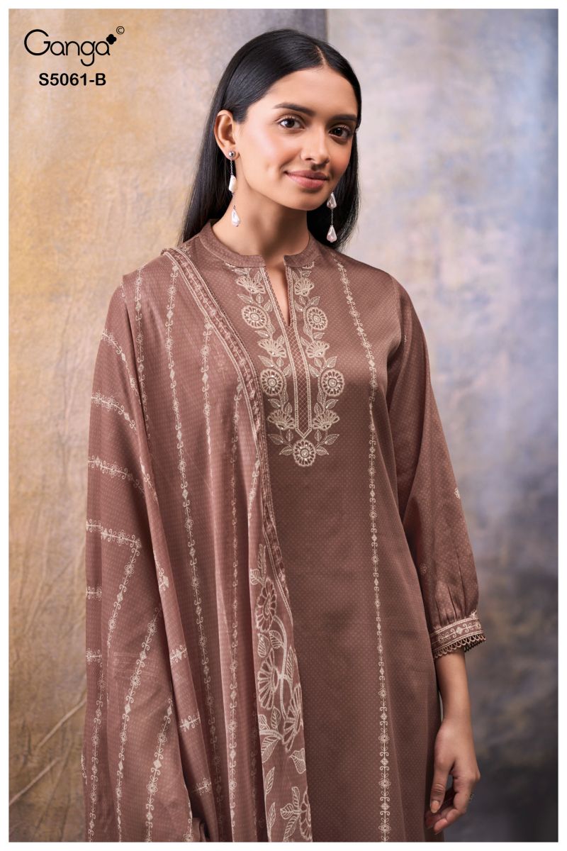 Ganga Ceysha 5061 Cotton Satin Print WIth Hand Work Salwar Kameez Catalog — Wholesale Readymade Suit, Ganga wholesale from Surat — view 7