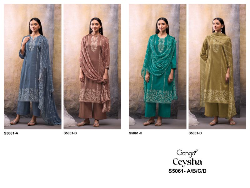 Ganga Ceysha 5061 Cotton Satin Print WIth Hand Work Salwar Kameez Catalog — Wholesale Readymade Suit, Ganga wholesale from Surat — view 10