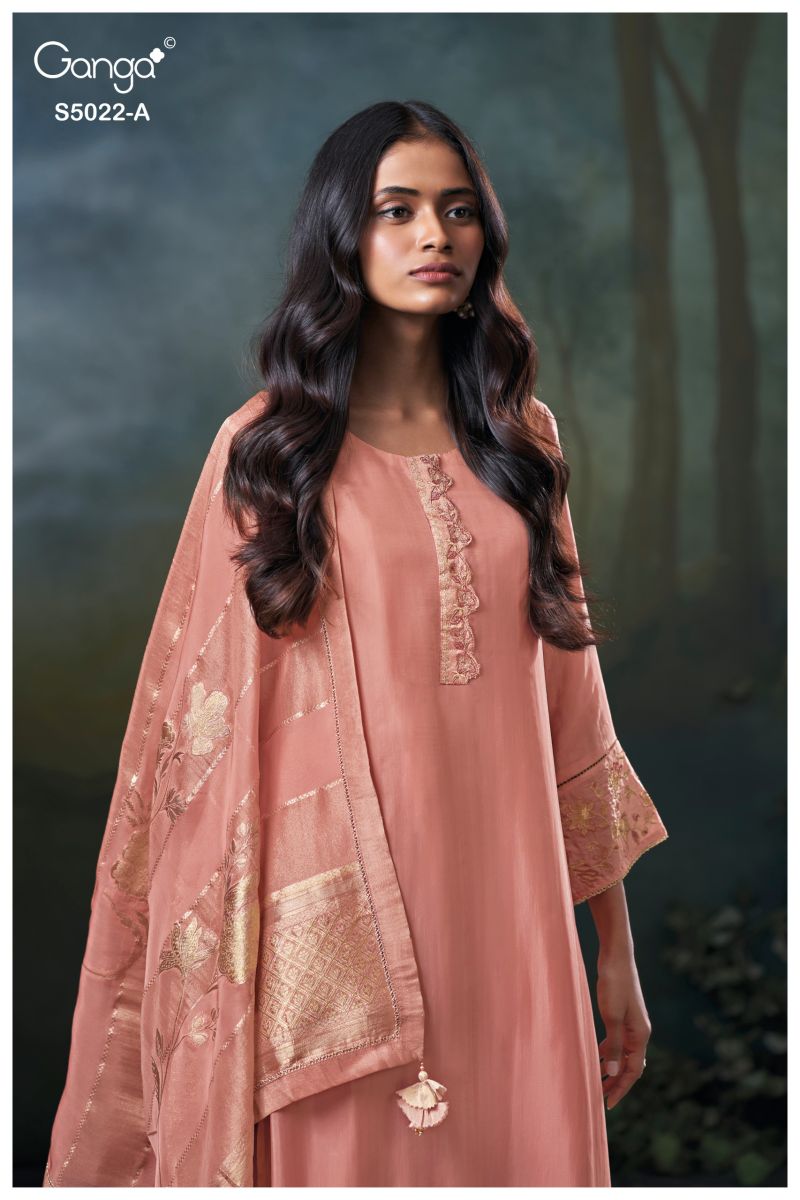 Ganga Chrysa 5022 Bemberg Habutai Silk Embroidered Salwar Kameez Catalog — Wholesale Salwar Kameez, Vardan Ethnic wholesale from Surat — view 3