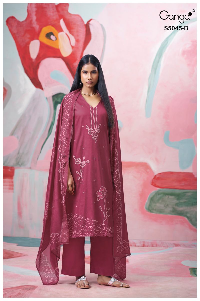 Ganga Cressa 5045 Cotton Satin Printed Salwar Kameez Catalog — Wholesale Salwar Suits, Ganga wholesale from Surat — view 2