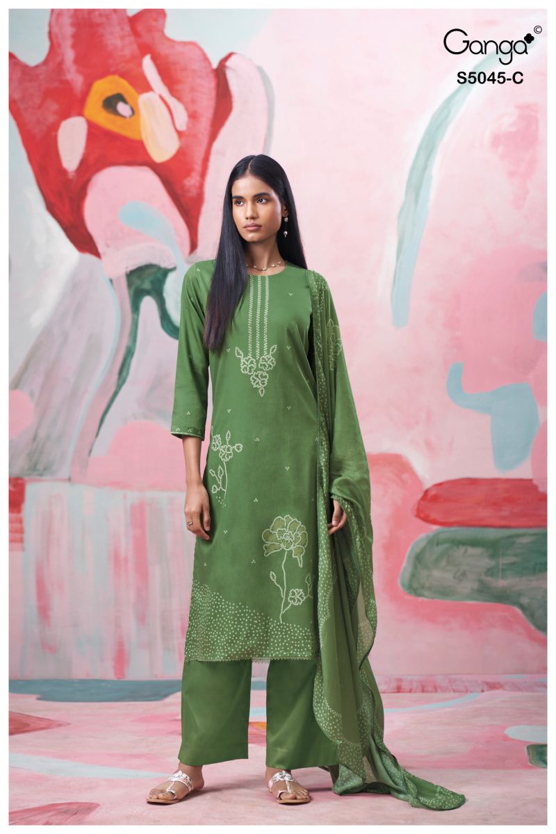 Ganga Cressa 5045 Cotton Satin Printed Salwar Kameez Catalog — Wholesale Salwar Suits, Ganga wholesale from Surat — view 3