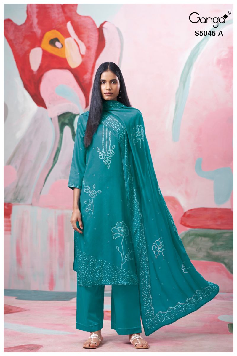 Ganga Cressa 5045 Cotton Satin Printed Salwar Kameez Catalog — Wholesale Salwar Suits, Ganga wholesale from Surat — view 4