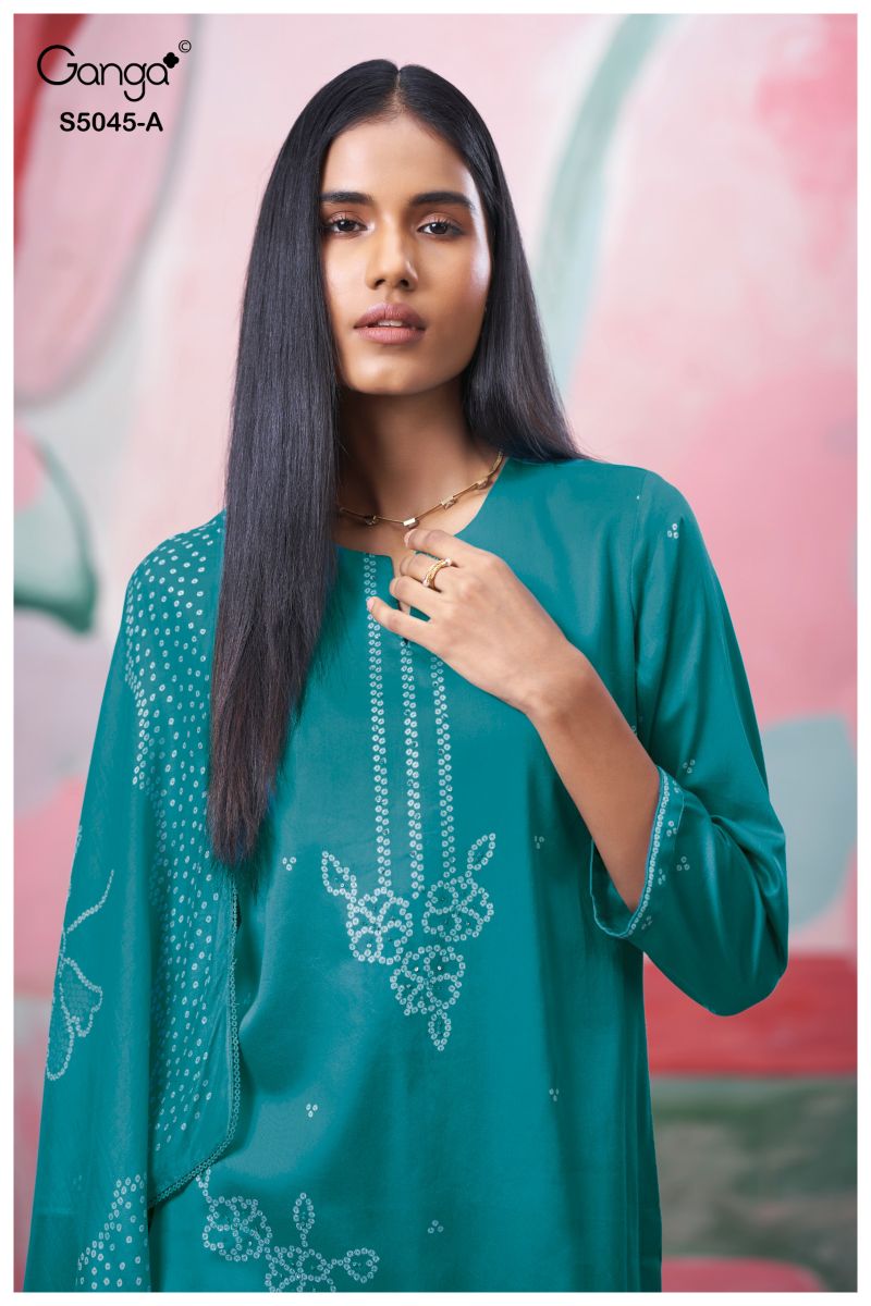 Ganga Cressa 5045 Cotton Satin Printed Salwar Kameez Catalog — Wholesale Salwar Suits, Ganga wholesale from Surat — view 7