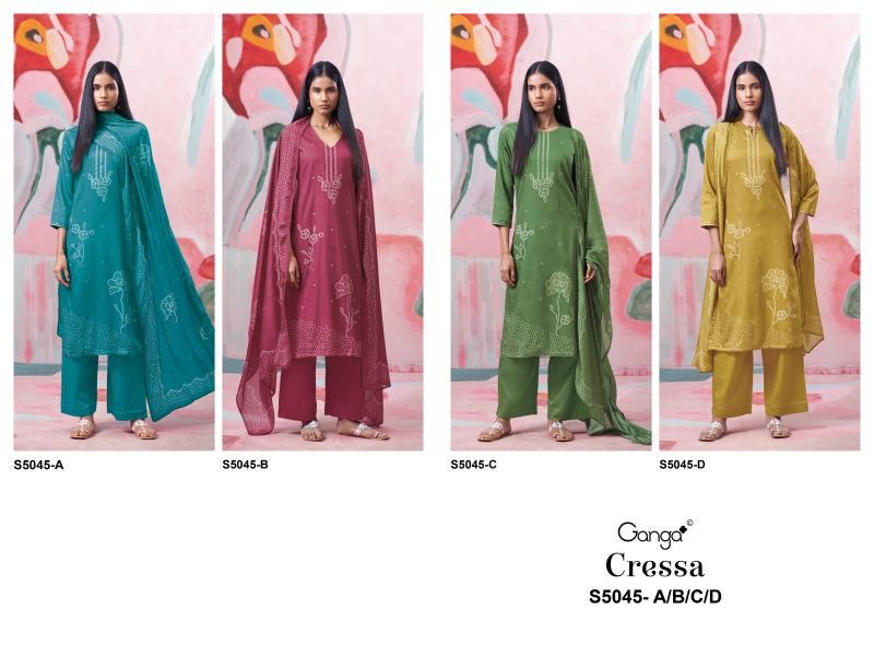 Ganga Cressa 5045 Cotton Satin Printed Salwar Kameez Catalog — Wholesale Salwar Suits, Ganga wholesale from Surat — view 9
