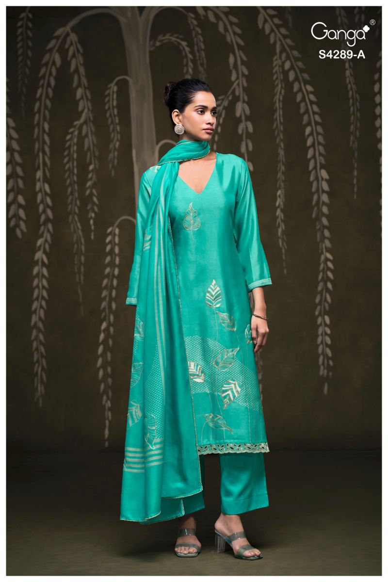 Ganga Deisha 4289 Bemberg Silk Embroidered Salwar Suit — Wholesale Dress Material, Ganga wholesale from Surat — view 6