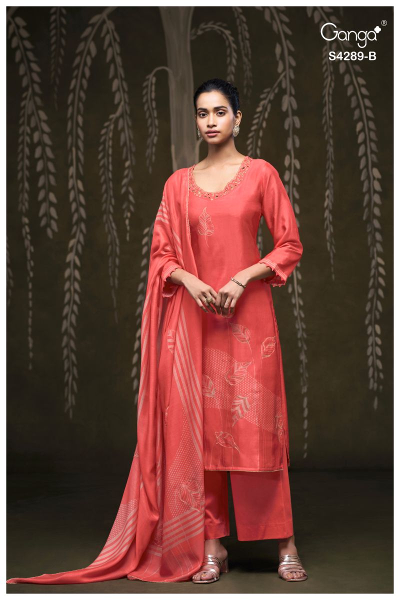 Ganga Deisha 4289 Bemberg Silk Embroidered Salwar Suit — Wholesale Dress Material, Ganga wholesale from Surat — view 5