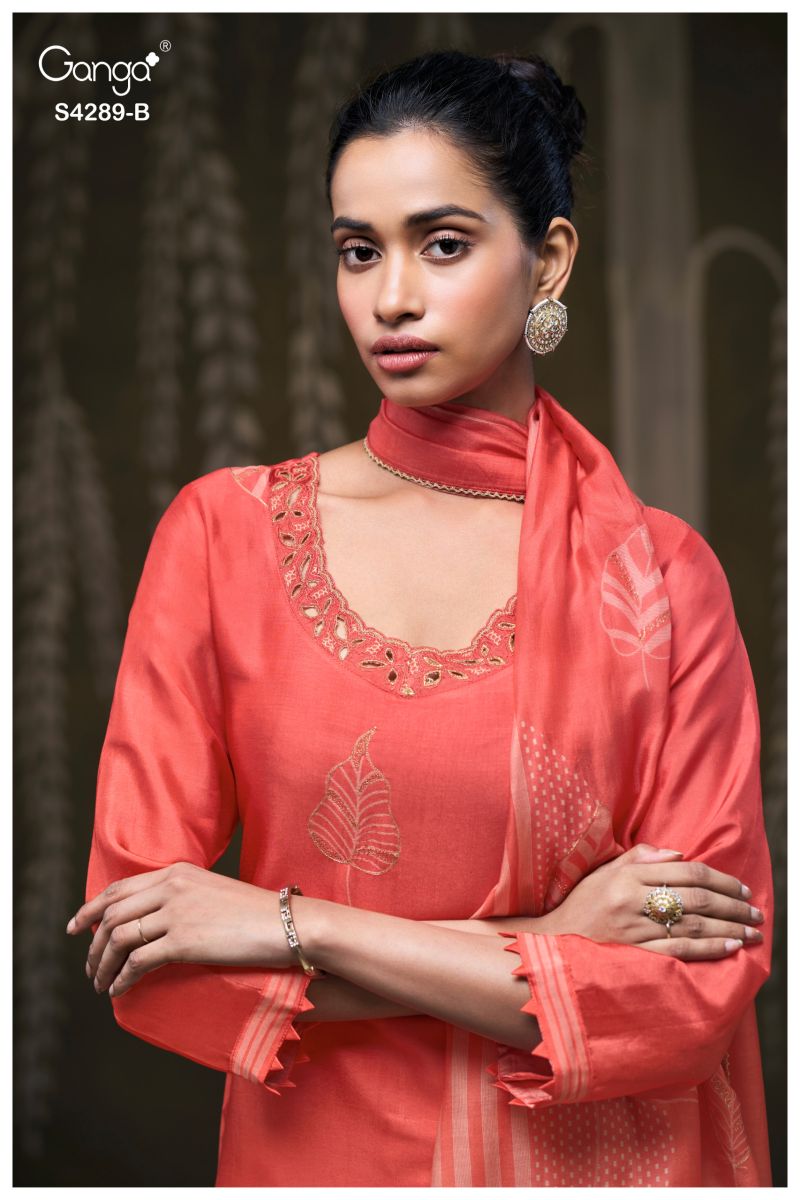 Ganga Deisha 4289 Bemberg Silk Embroidered Salwar Suit — Wholesale Dress Material, Ganga wholesale from Surat — view 3