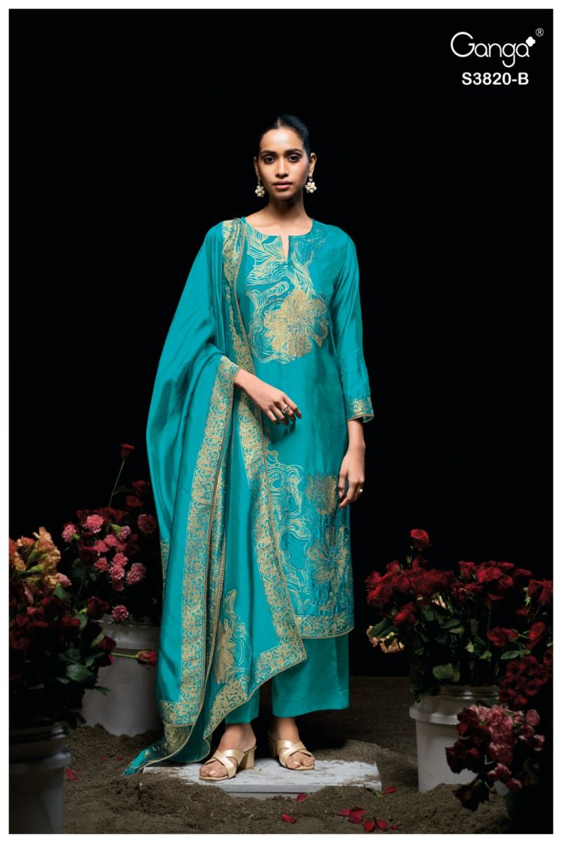 Ganga Enole 3820 Viscose Woven Silk Jacquard Work Salwar Suit
