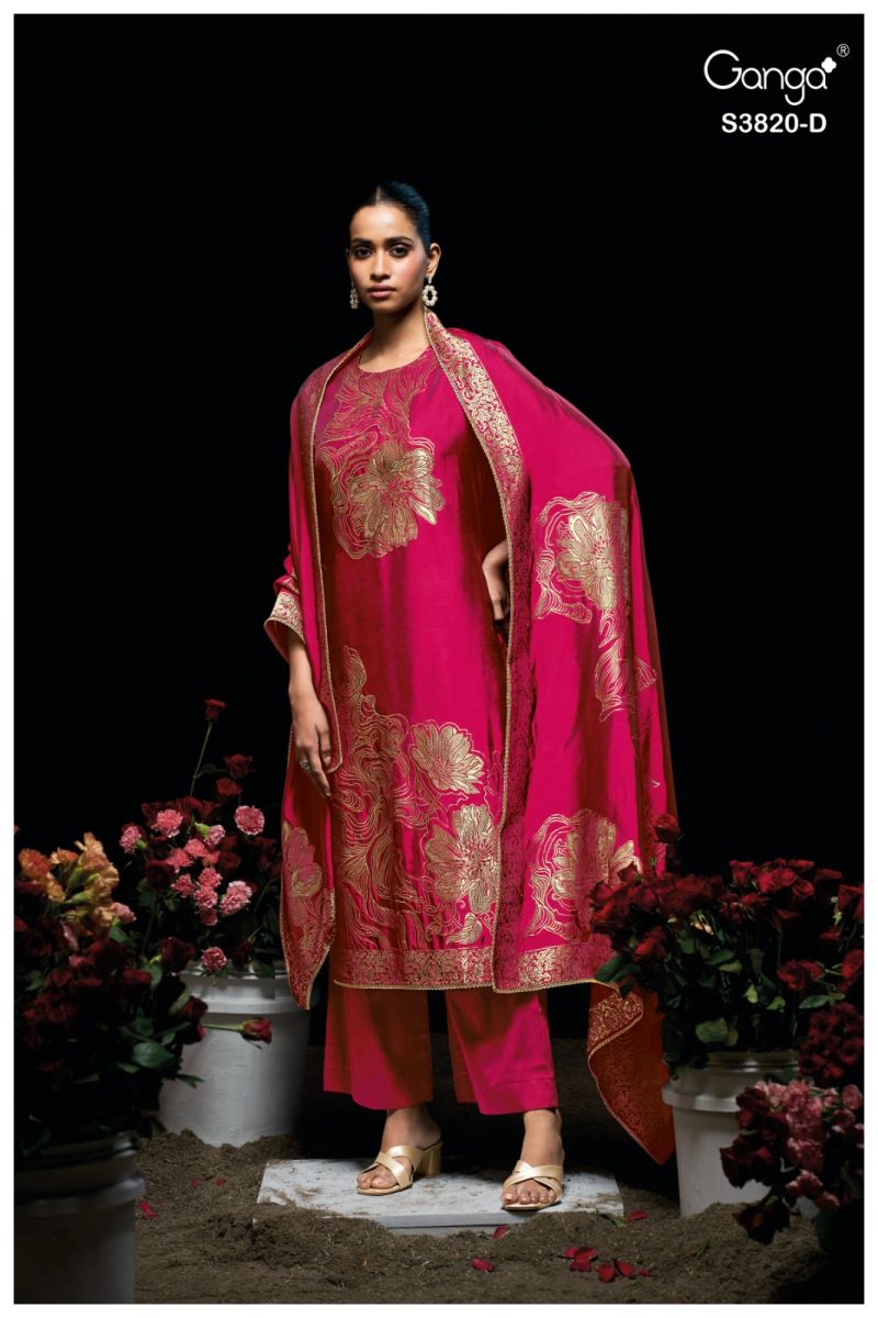 Ganga Enole 3820 Viscose Woven Silk Jacquard Work Salwar Suit — Wholesale Salwar Suits, Ganga wholesale from Surat — view 10
