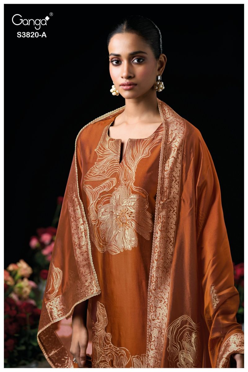 Ganga Enole 3820 Viscose Woven Silk Jacquard Work Salwar Suit — Wholesale Salwar Suits, Ganga wholesale from Surat — view 9