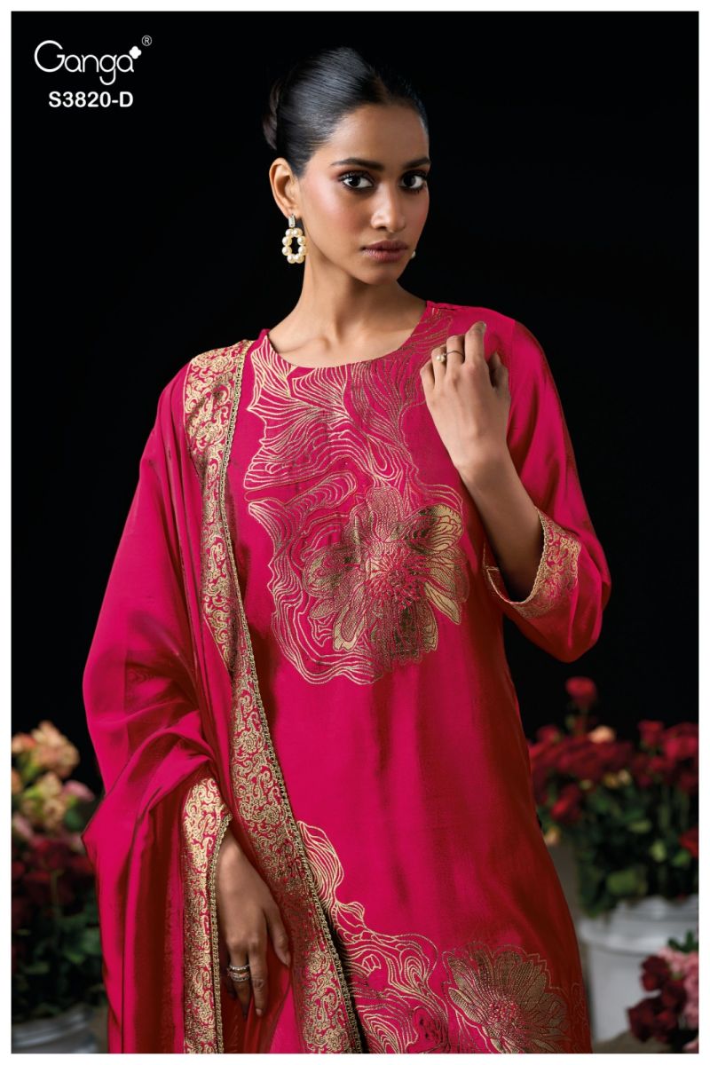 Ganga Enole 3820 Viscose Woven Silk Jacquard Work Salwar Suit — Wholesale Salwar Suits, Ganga wholesale from Surat — view 6