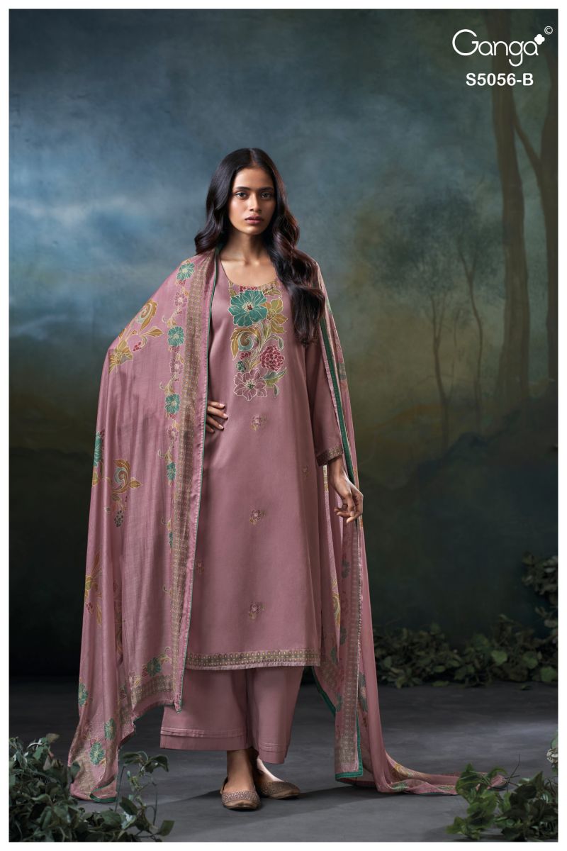 Ganga Ezria 5056 Premium Cotton Satin Printed Salwar Kameez Catalog