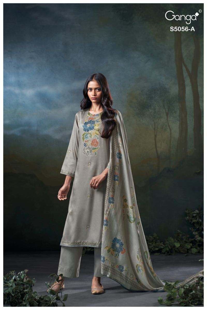 Ganga Ezria 5056 Premium Cotton Satin Printed Salwar Kameez Catalog — Wholesale Kurtis, Vardan Ethnic wholesale from Surat — view 5