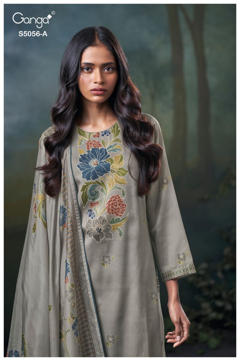 Ganga Ezria 5056 Premium Cotton Satin Printed Salwar Kameez Catalog — Wholesale Kurtis, Vardan Ethnic wholesale from Surat — view 6