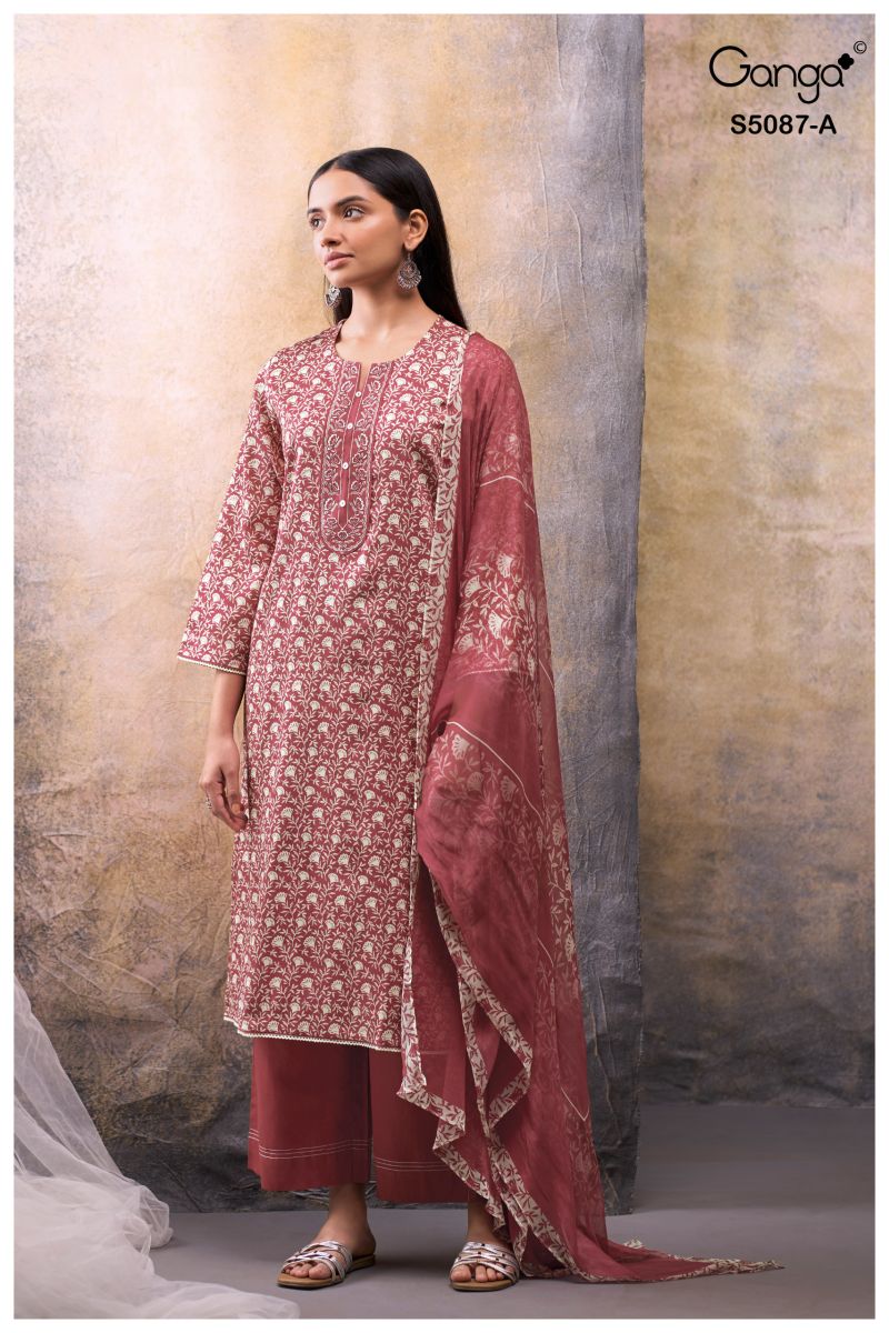 Ganga Faelyn 5087 Cotton Satin Embroidered Salwar Kameez Catalog — Wholesale Dress Material, Ganga wholesale from Surat — view 2