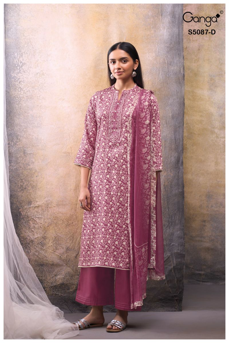 Ganga Faelyn 5087 Cotton Satin Embroidered Salwar Kameez Catalog — Wholesale Dress Material, Ganga wholesale from Surat — view 4