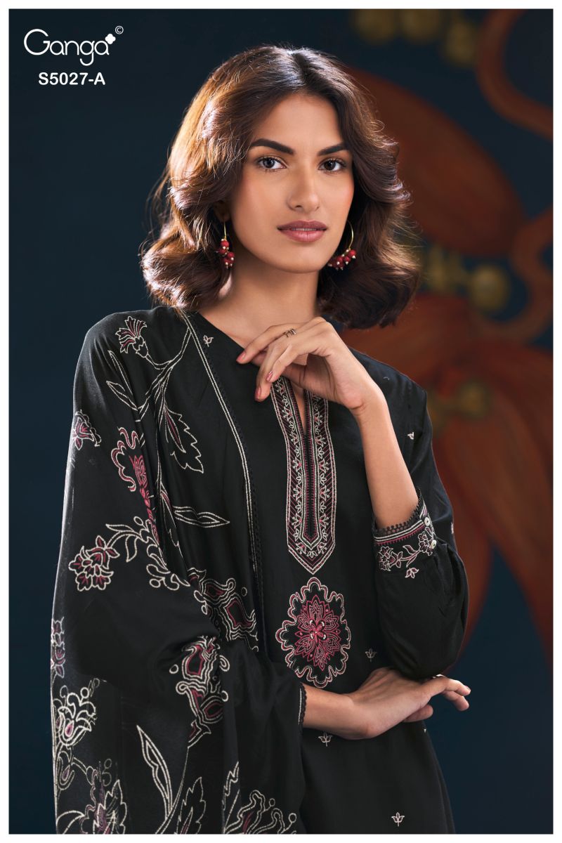 Ganga Gulrukh 5027 Cotton Satin Printed Handwork Salwar Kameez Catalog — Cotton Dress Material, Vardan Ethnic wholesale from Surat — view 8