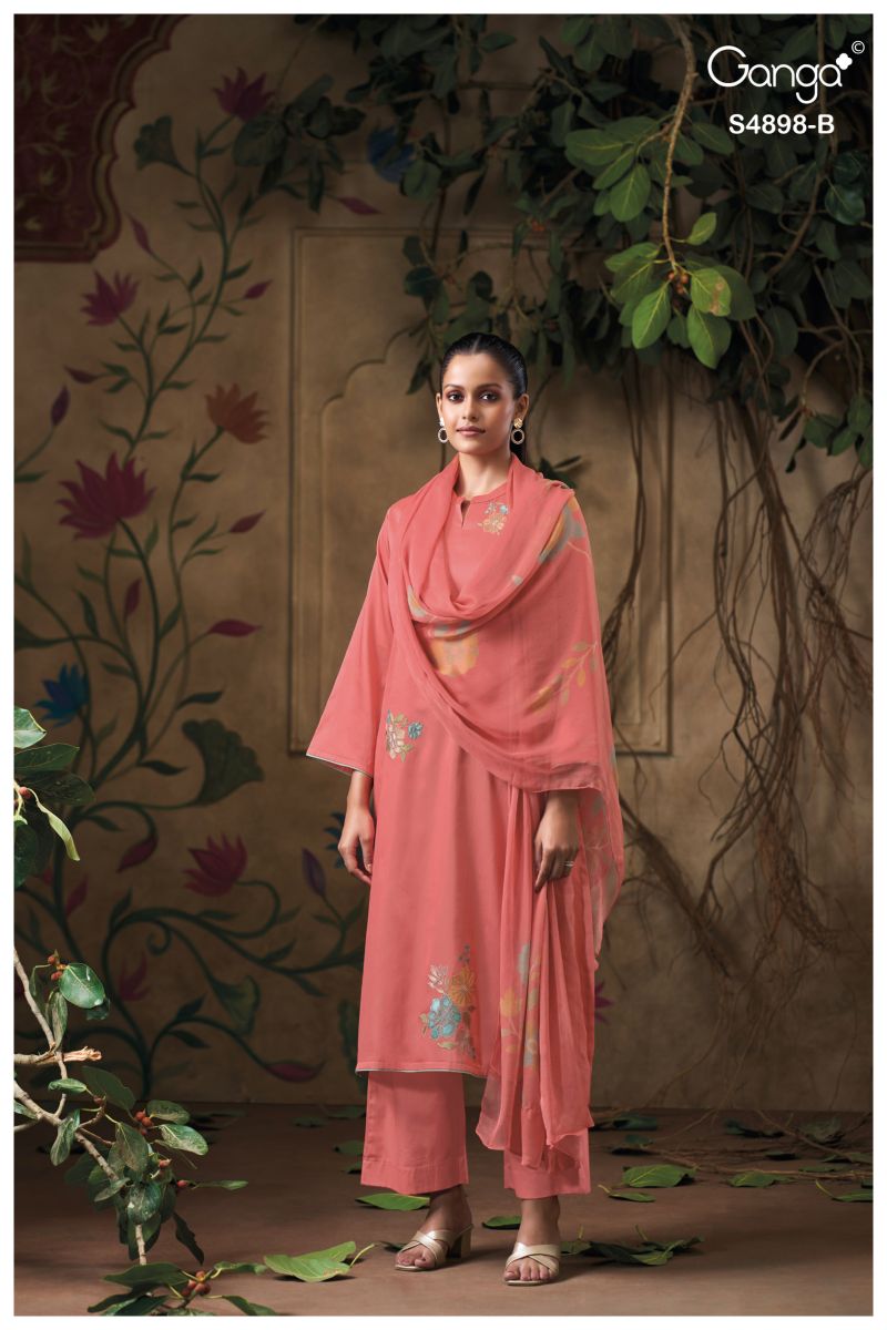 Ganga Ineza 4898 Cotton Satin Embroidered Salwar Kameez Catalog — Wholesale Readymade Suit, Vardan Ethnic wholesale from Surat — view 4