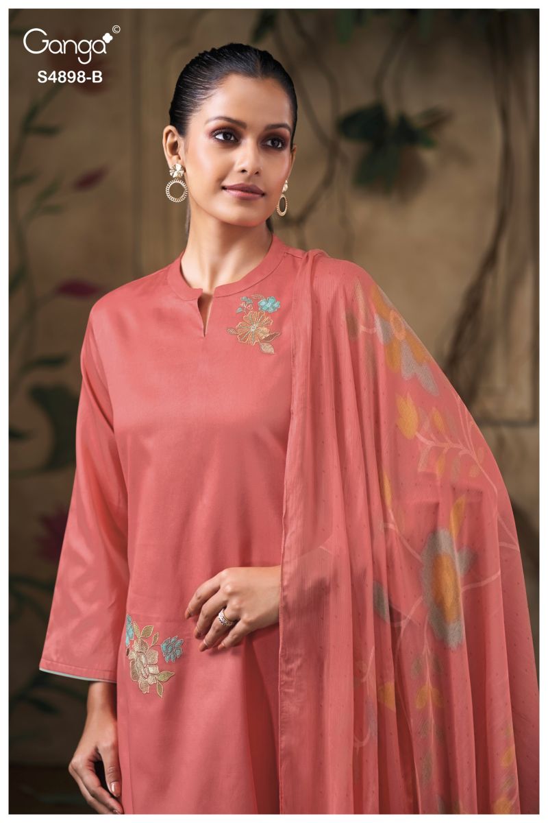 Ganga Ineza 4898 Cotton Satin Embroidered Salwar Kameez Catalog — Wholesale Readymade Suit, Vardan Ethnic wholesale from Surat — view 6