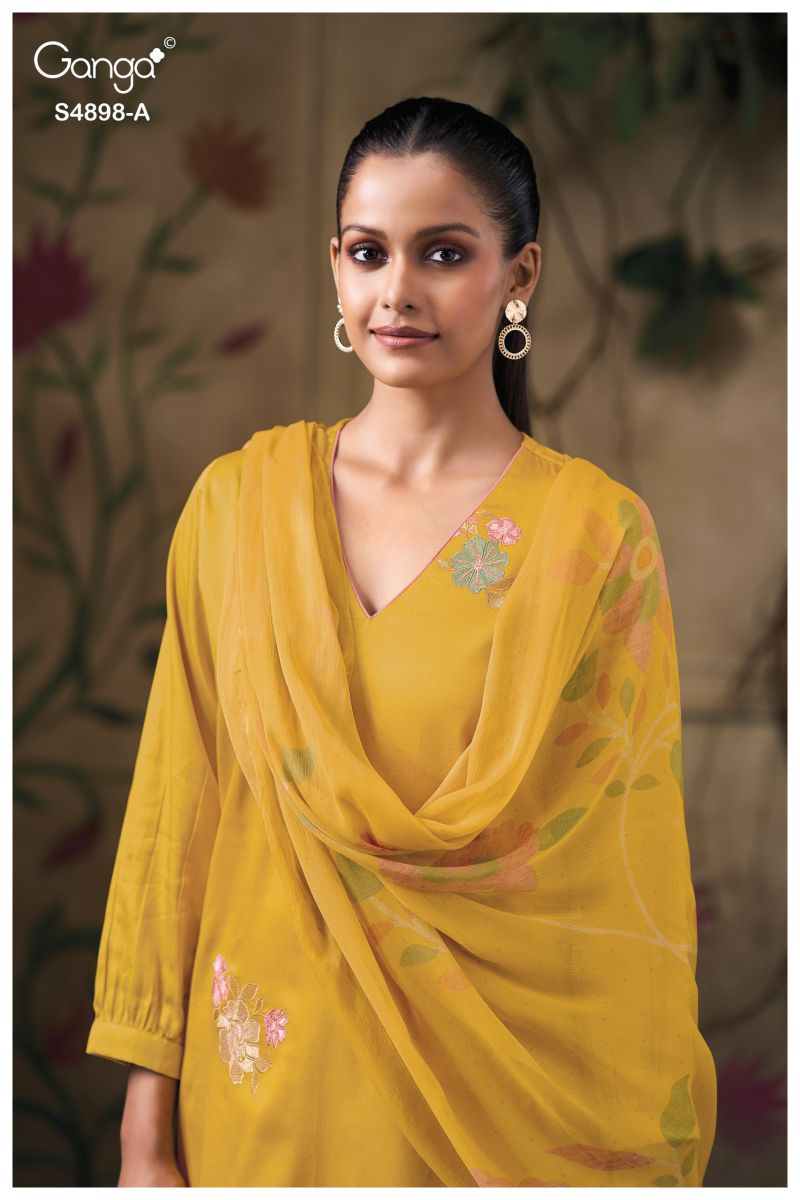 Ganga Ineza 4898 Cotton Satin Embroidered Salwar Kameez Catalog — Wholesale Readymade Suit, Vardan Ethnic wholesale from Surat — view 7