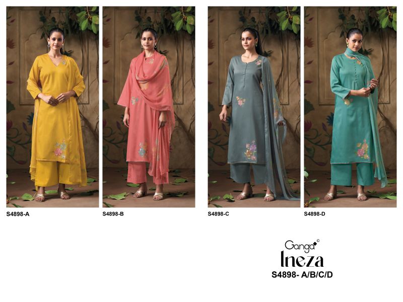 Ganga Ineza 4898 Cotton Satin Embroidered Salwar Kameez Catalog — Wholesale Readymade Suit, Vardan Ethnic wholesale from Surat — view 9