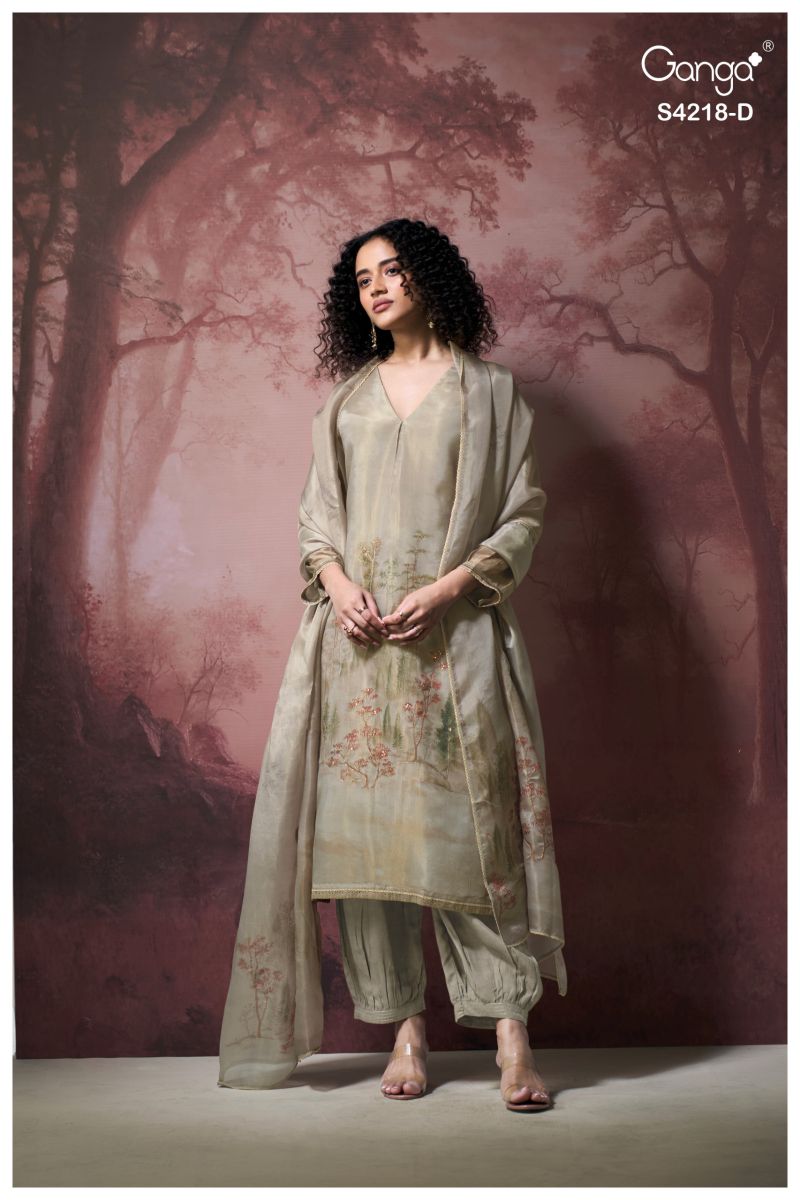 Ganga Ivella 4218 Bemberg Silk Jacquard Printed Salwar Suit — Wholesale Salwar Suits, Ganga wholesale from Surat — view 8