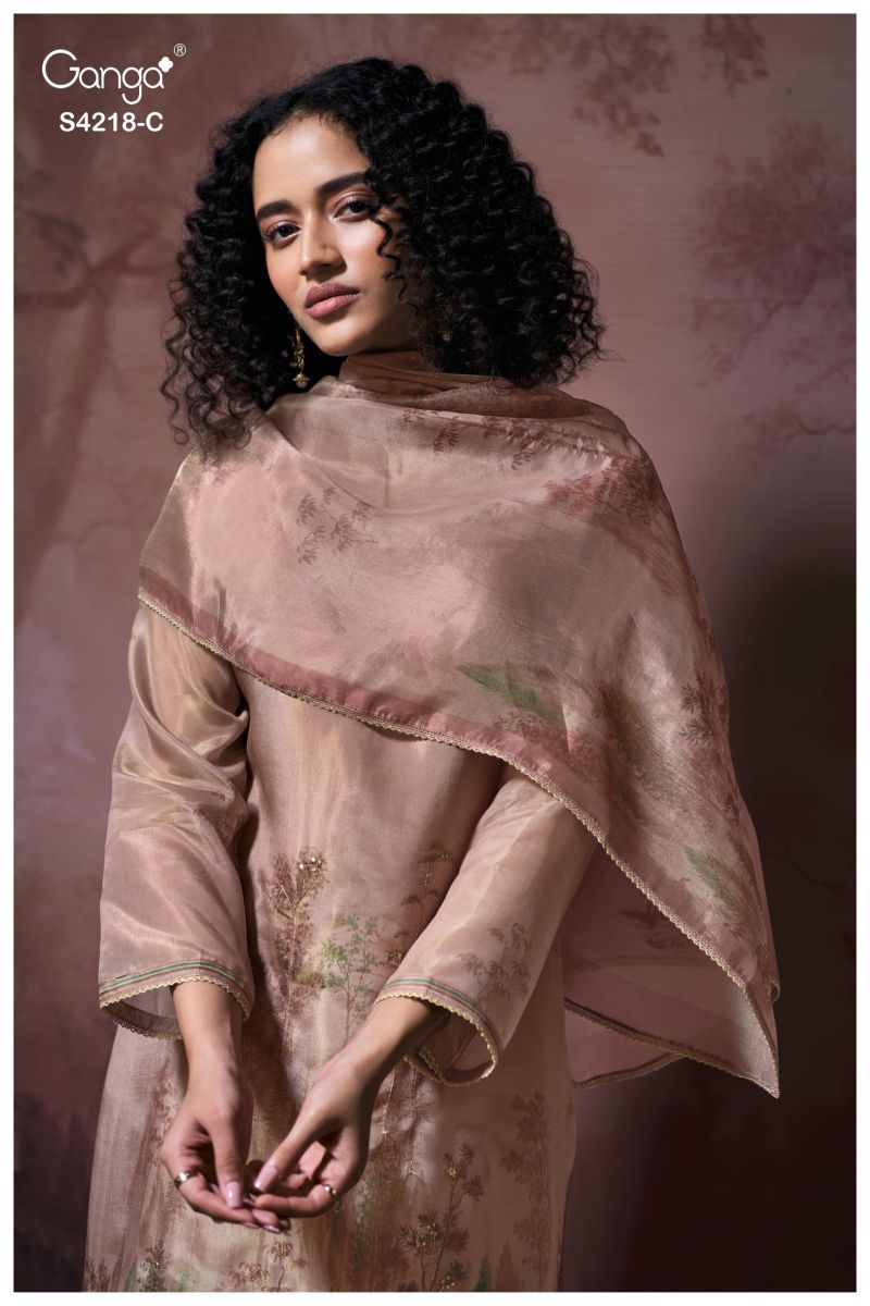 Ganga Ivella 4218 Bemberg Silk Jacquard Printed Salwar Suit — Wholesale Salwar Suits, Ganga wholesale from Surat — view 6