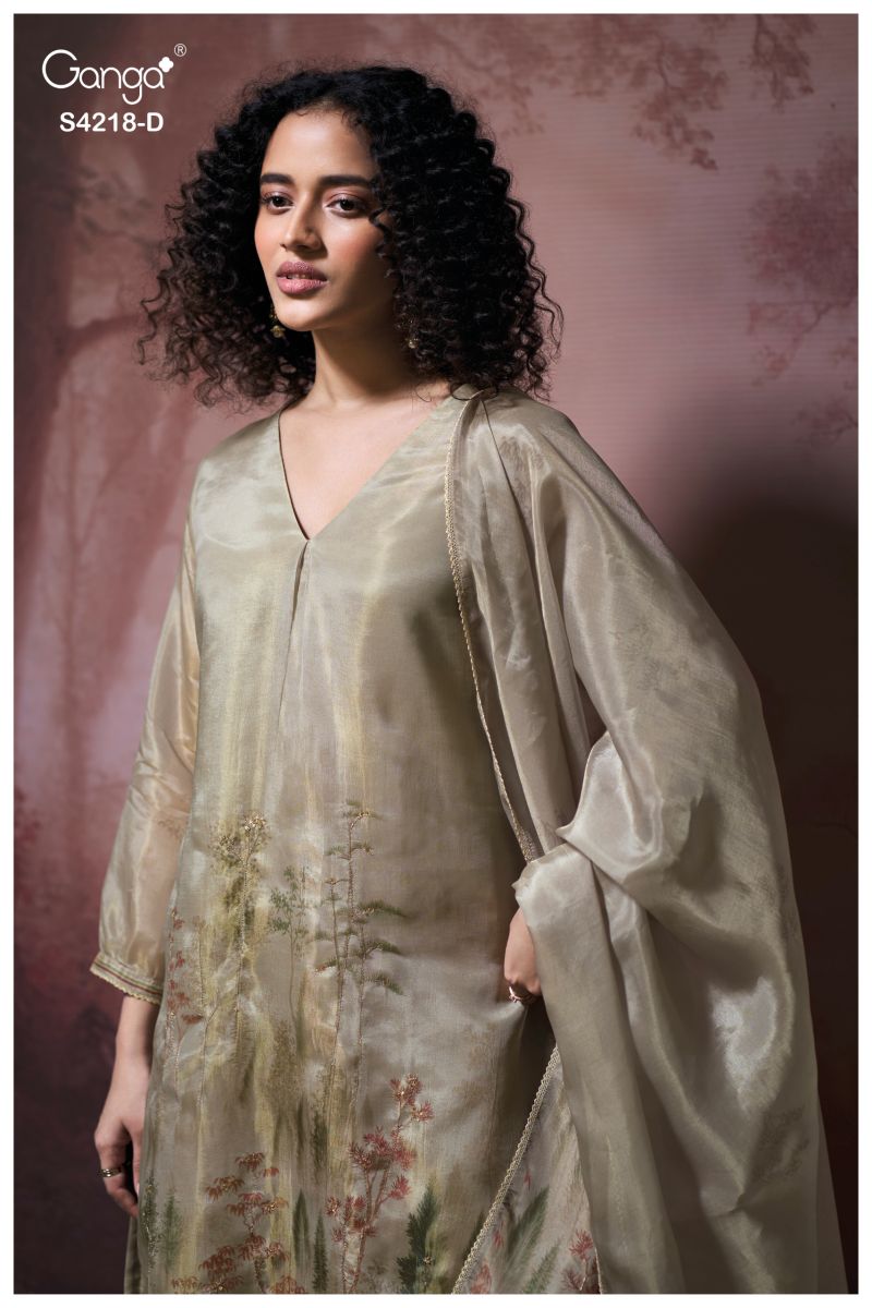 Ganga Ivella 4218 Bemberg Silk Jacquard Printed Salwar Suit — Wholesale Salwar Suits, Ganga wholesale from Surat — view 5