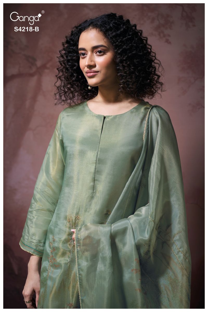 Ganga Ivella 4218 Bemberg Silk Jacquard Printed Salwar Suit — Wholesale Salwar Suits, Ganga wholesale from Surat — view 3