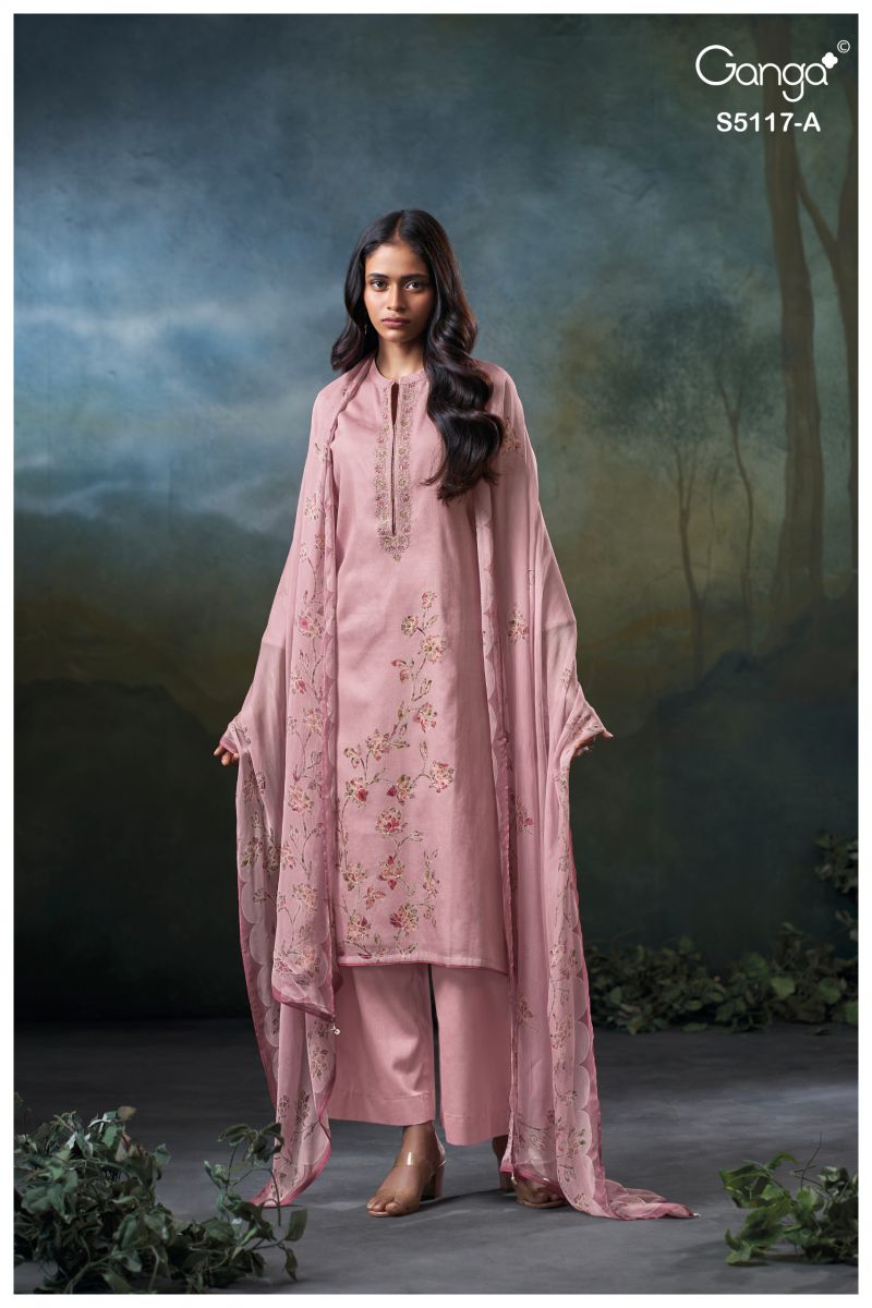 Ganga Jazel 5117 Cotton Satin Embroidered Salwar Kameez Catalog — Cotton Dress Material, Vardan Ethnic wholesale from Surat — view 4