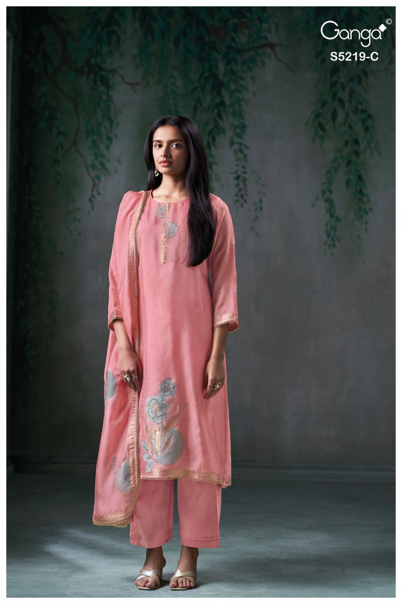 Ganga Jeeshka 5219 Woven Viscose Jacquard Work Salwar Kameez Catalog — Wholesale Salwar Suits, Vardan Ethnic wholesale from Surat — view 3