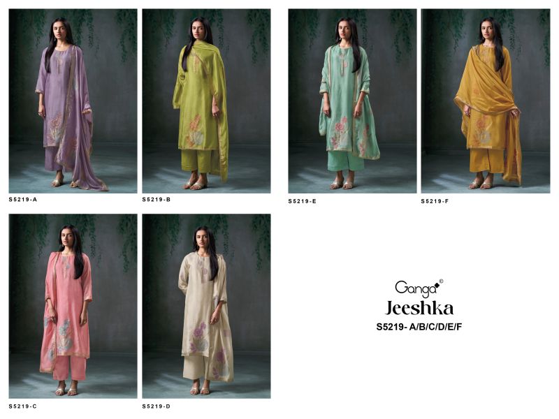 Ganga Jeeshka 5219 Woven Viscose Jacquard Work Salwar Kameez Catalog — Wholesale Salwar Suits, Vardan Ethnic wholesale from Surat — view 13
