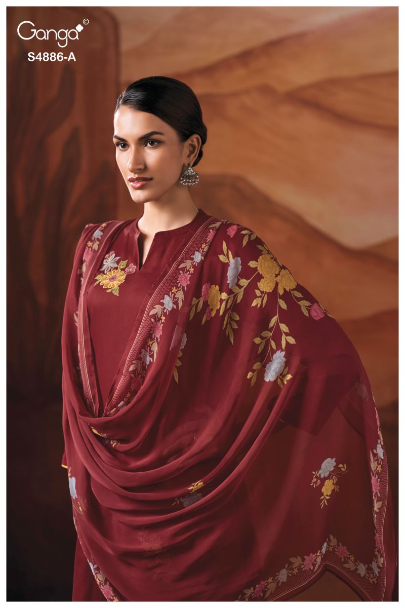 Ganga Jelyis 4886 Cotton Satin Embroidered Salwar Kameez Catalog — Wholesale Dress Material, Vardan Ethnic wholesale from Surat — view 8
