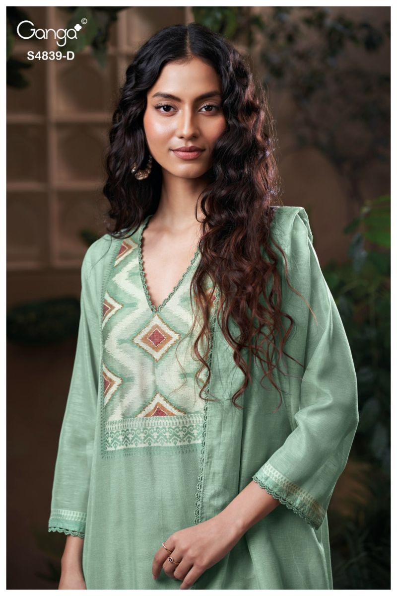 Ganga Jivara 4839 Viscose Woven Silk Jacquard Salwar Kameez Set — Wholesale Salwar Suits, Ganga wholesale from Surat — view 4