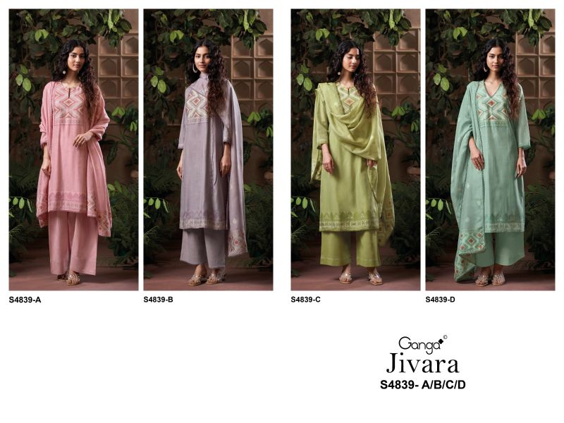 Ganga Jivara 4839 Viscose Woven Silk Jacquard Salwar Kameez Set — Wholesale Salwar Suits, Ganga wholesale from Surat — view 2