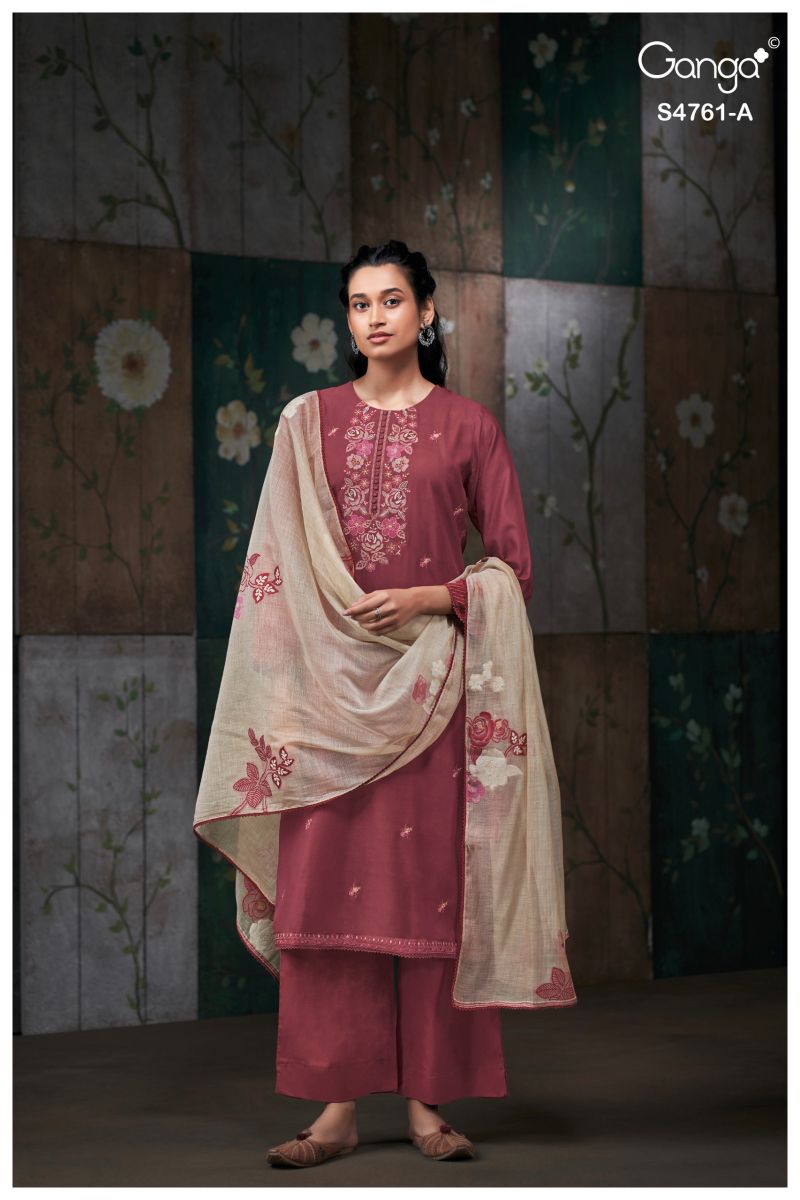 Ganga Kalista 4761 Silk Satin Embroidered Salwar Kameez Catalog — Wholesale Salwar Kameez, Vardan Ethnic wholesale from Surat — view 6