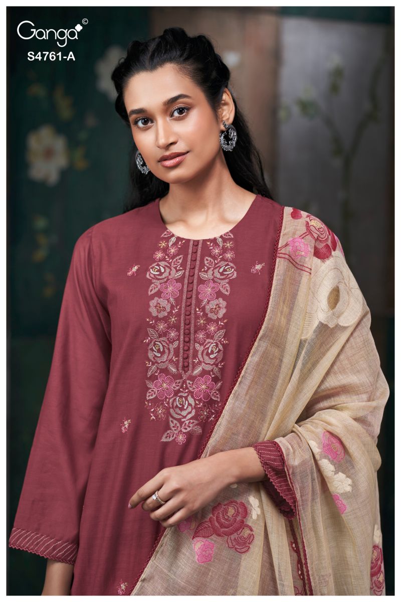 Ganga Kalista 4761 Silk Satin Embroidered Salwar Kameez Catalog — Wholesale Salwar Kameez, Vardan Ethnic wholesale from Surat — view 9