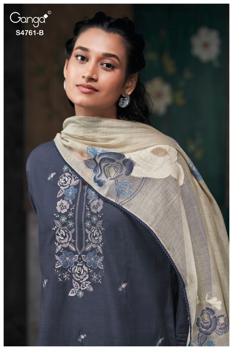 Ganga Kalista 4761 Silk Satin Embroidered Salwar Kameez Catalog — Wholesale Salwar Kameez, Vardan Ethnic wholesale from Surat — view 10