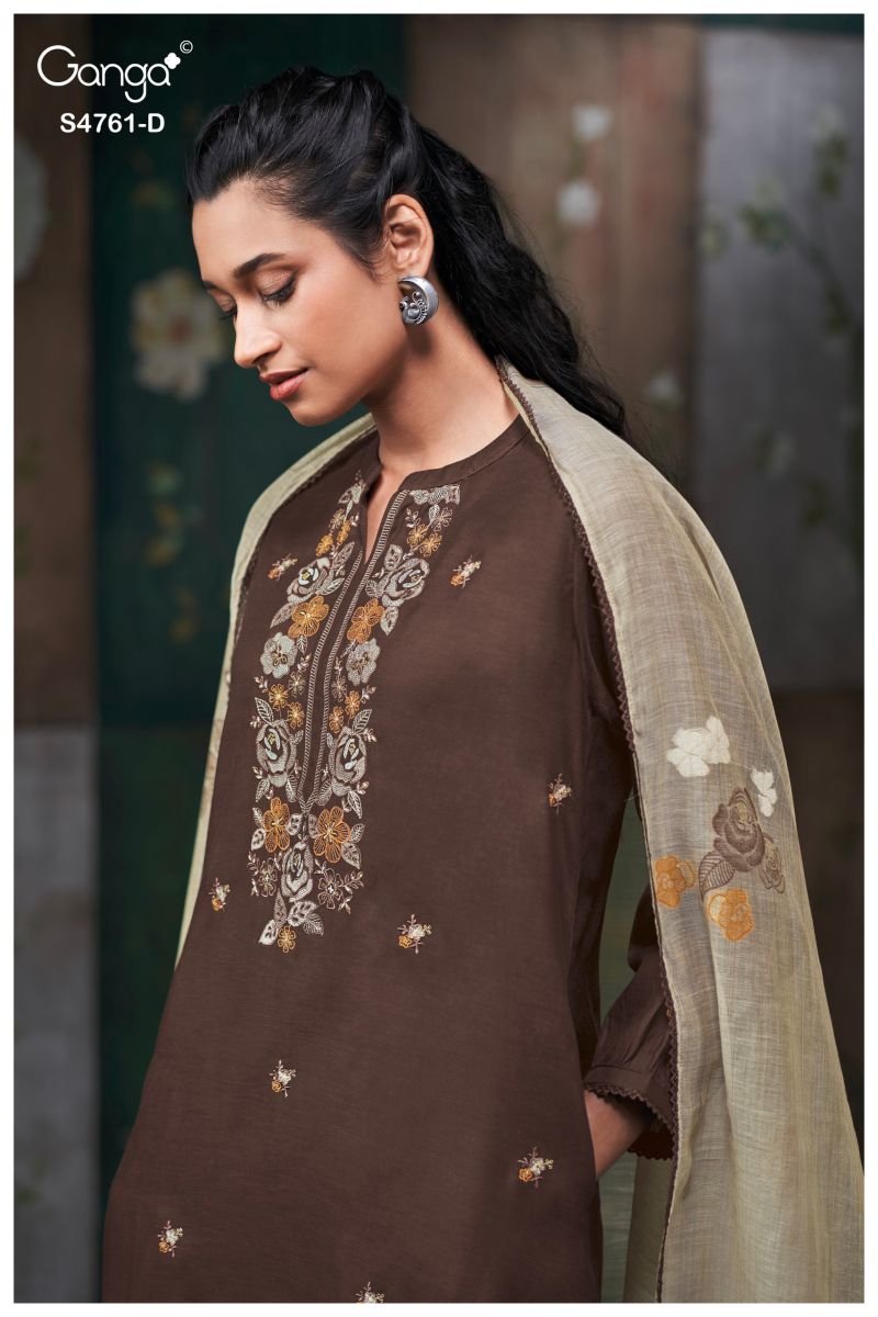 Ganga Kalista 4761 Silk Satin Embroidered Salwar Kameez Catalog — Wholesale Salwar Kameez, Vardan Ethnic wholesale from Surat — view 2
