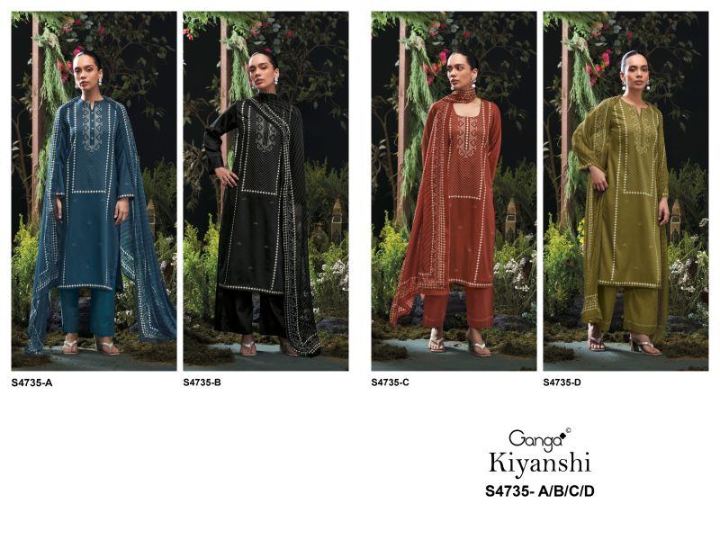 Ganga Kiyanshi 4735 Cotton Satin Print Hand Embroidered Salwar Kameez Catalog — Wholesale Readymade Suit, Ganga wholesale from Surat — view 10
