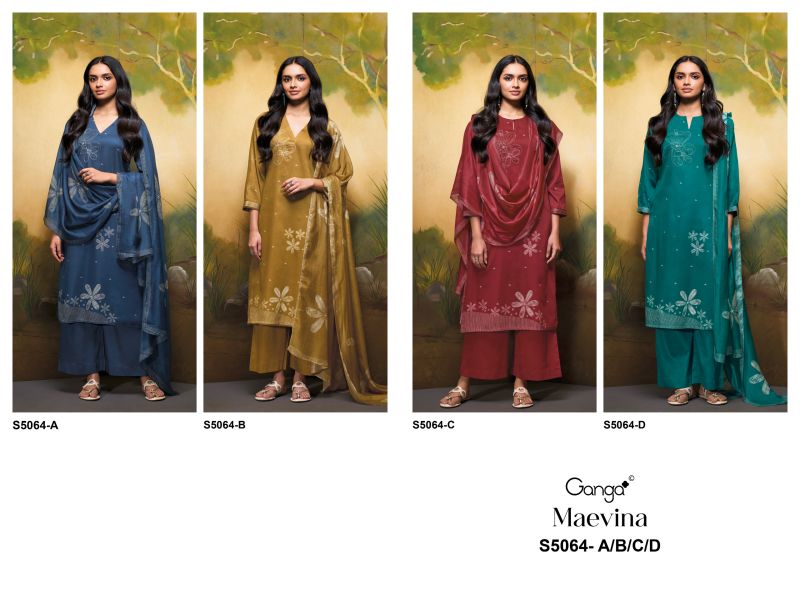 Ganga Maevina 5064 Cotton Satin Print Hand Embroidered Salwar Kameez Catalog — Cotton Dress Material, Ganga wholesale from Surat — view 10