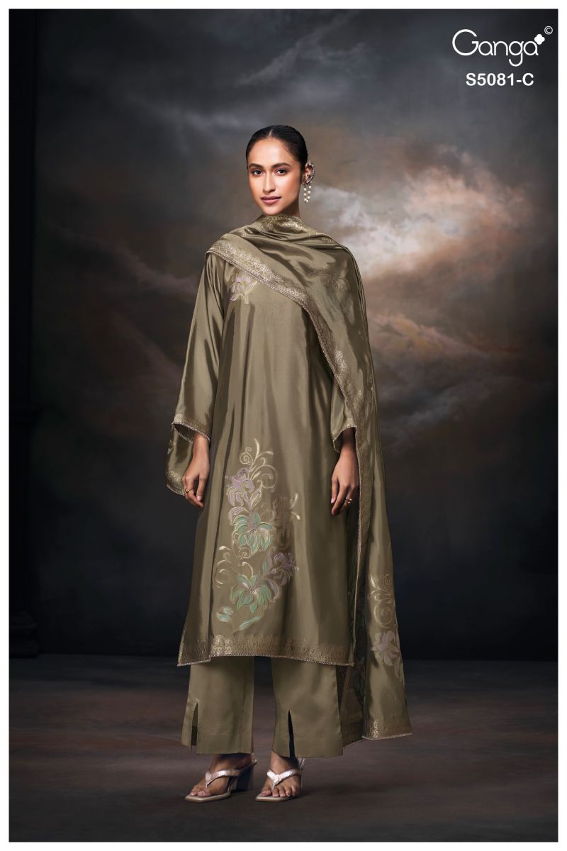 Ganga Mansie 5081 Viscose Wove Silk Jacquard Work Salwar Kameez Set — Wholesale Dress Material, Ganga wholesale from Surat — view 3