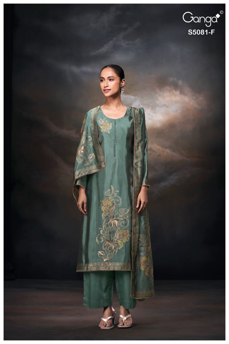 Ganga Mansie 5081 Viscose Wove Silk Jacquard Work Salwar Kameez Set — Wholesale Dress Material, Ganga wholesale from Surat — view 5