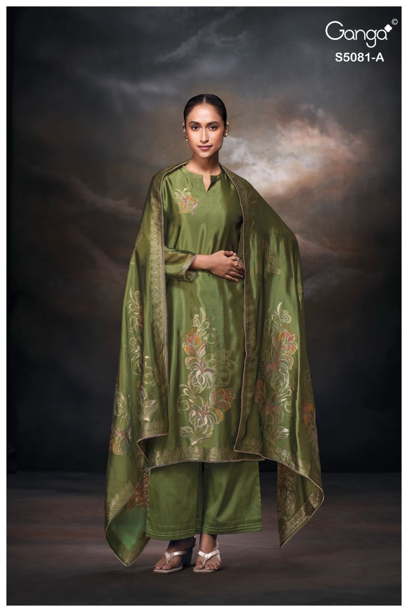 Ganga Mansie 5081 Viscose Wove Silk Jacquard Work Salwar Kameez Set — Wholesale Dress Material, Ganga wholesale from Surat — view 6
