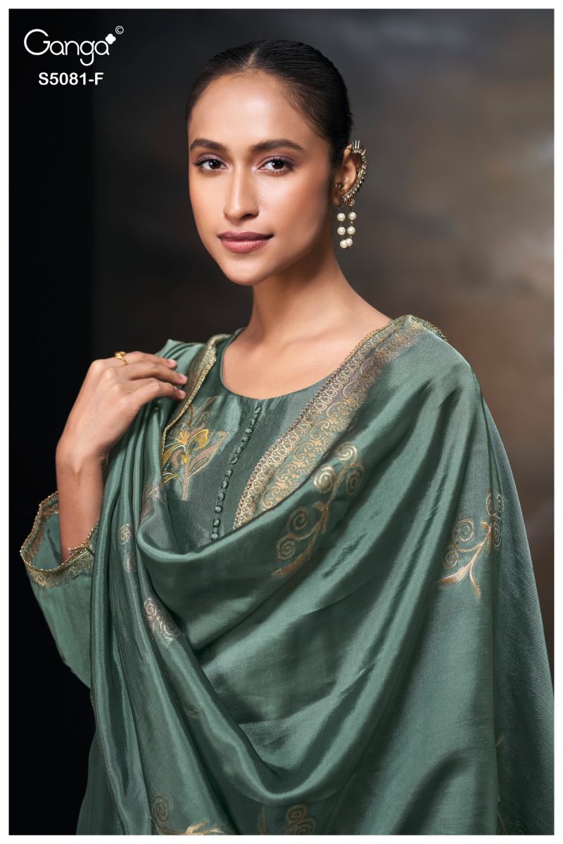 Ganga Mansie 5081 Viscose Wove Silk Jacquard Work Salwar Kameez Set — Wholesale Dress Material, Ganga wholesale from Surat — view 12