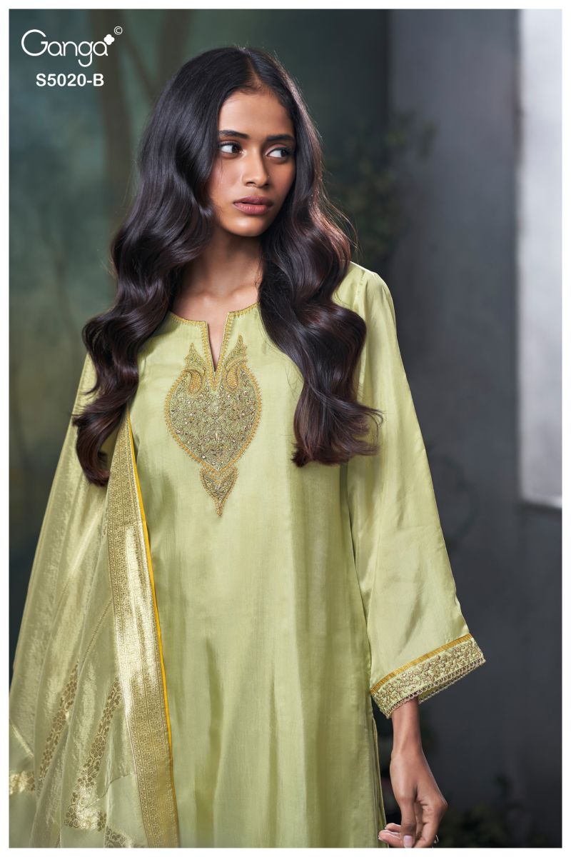 Ganga Meloni 5020 Bemberg Silk Embroidered Salwar Kameez Catalog — Wholesale Kurti With Bottom Dupatta, Vardan Ethnic wholesale from Surat — view 3