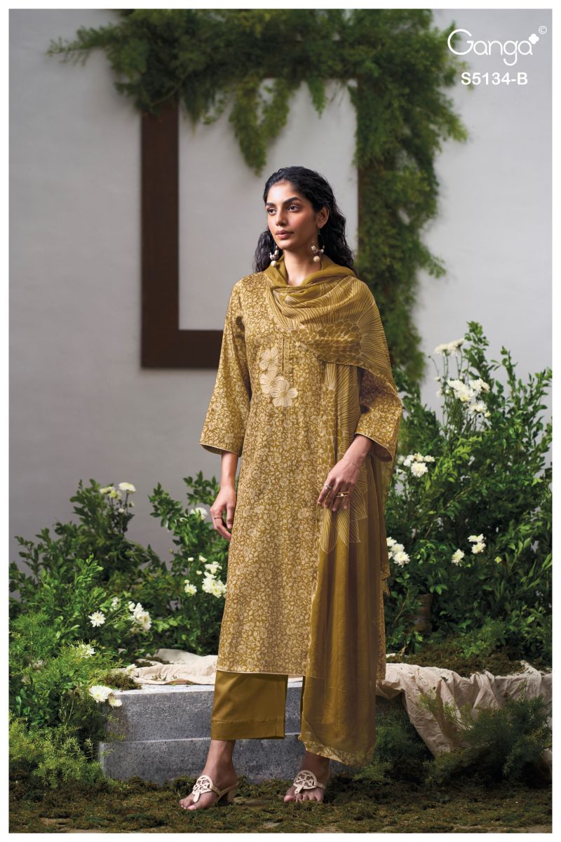 Ganga Mithila 5134 Cotton Satin Embroidered Salwar Kameez Catalog